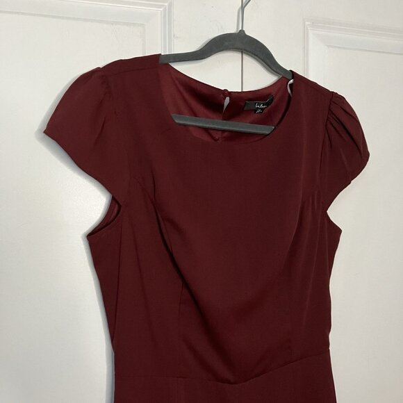 Lulus Jumpsuit Womens L Illustrious Charm Burgundy Cap Sleeve Cutout New/Defects - Picture 6 of 16